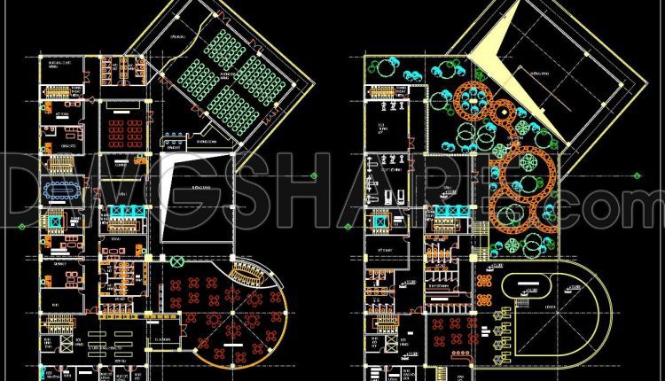 159. Free Cad Drawings Of Two Service Floors In A Hotel Building