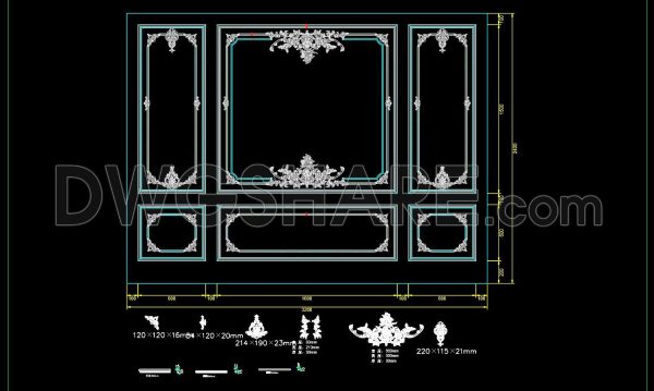 175. Download French-Style PU Molding Wall Panel Module CAD File