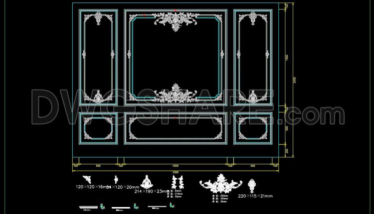 175.-download-french-style-pu-molding-wall-panel-module-cad-file