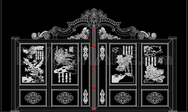 5 months ago
                

                
             215246. Download Free AutoCAD Drawings of Luxury Villa Gate with Traditional Carving Details