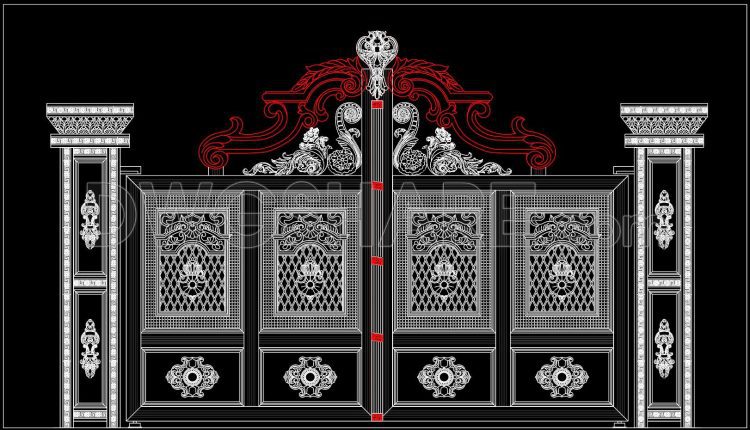 248.-autocad-drawing-free-download-elegant-classic-villa-gate-with-artistic-patterns