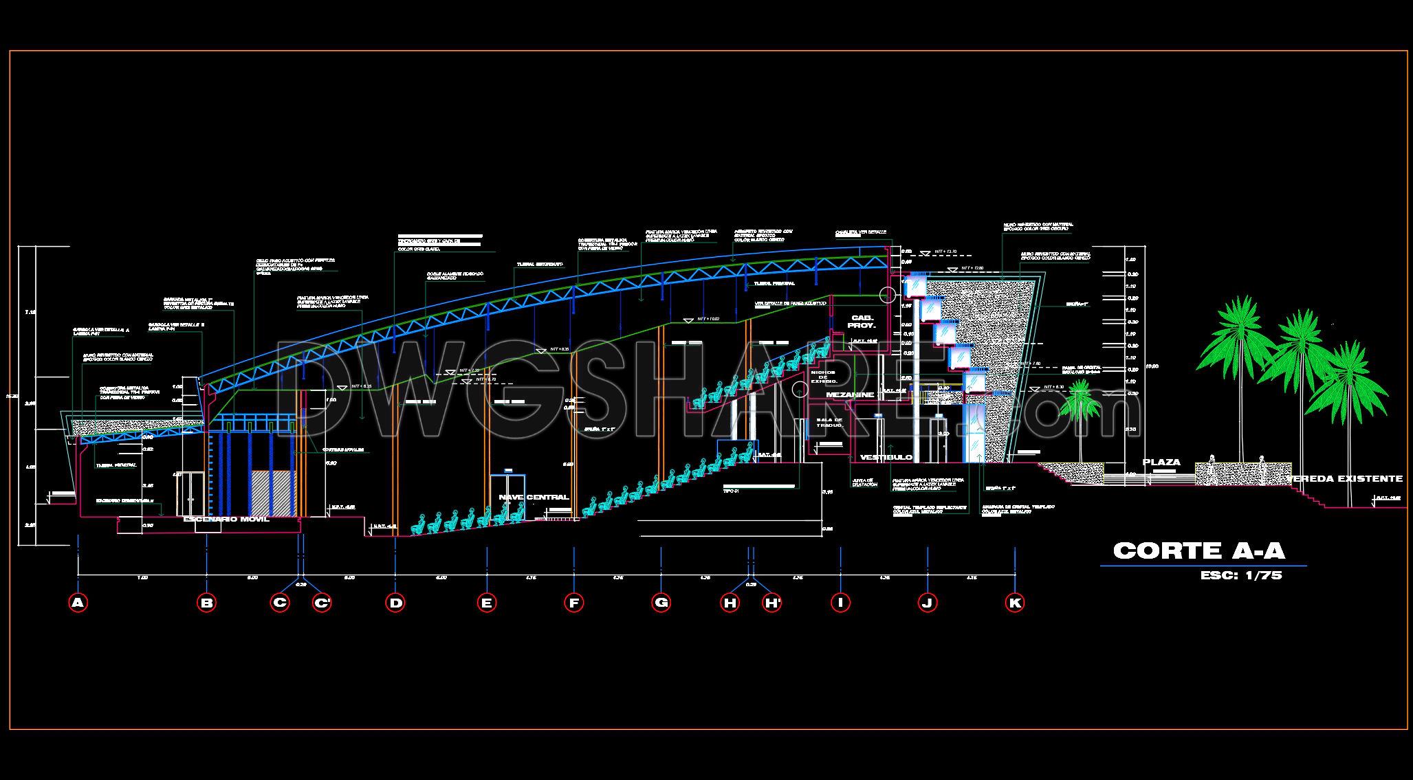 26. Free Download Cad Section Drawing Of A 700-seat Auditorium