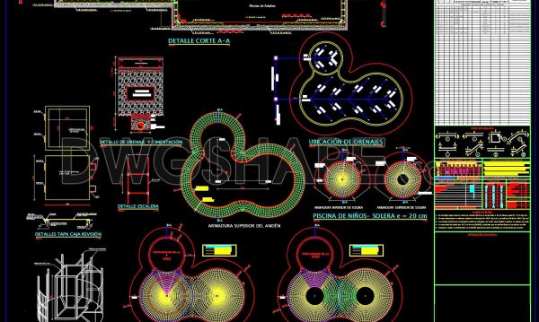 36. Free download CAD detailed drawings of an adult swimming pool