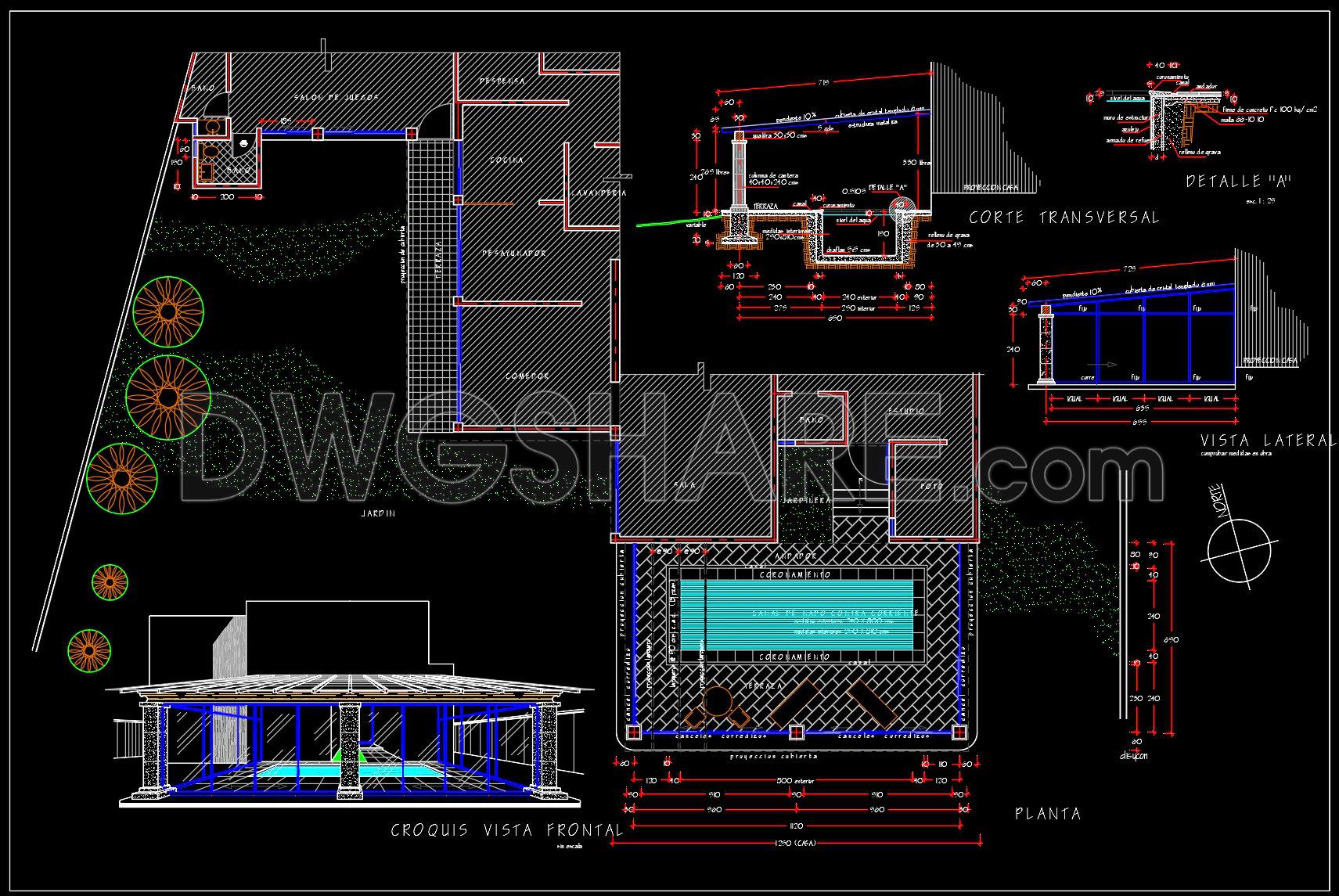 37. Free download Architectural drawings for the construction of a covered swimming pool (1)