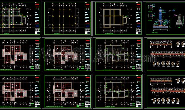 6 months ago
                

                
             372385. Free Download of Structural CAD Drawings for 12.4m x 16.1m Reinforced Concrete Townhouse