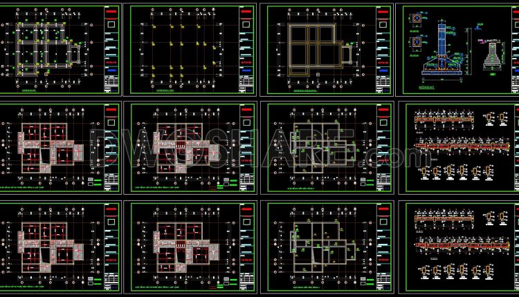 385. Free Download of Structural CAD Drawings for 12.4m x 16.1m Reinforced Concrete Townhouse (4)