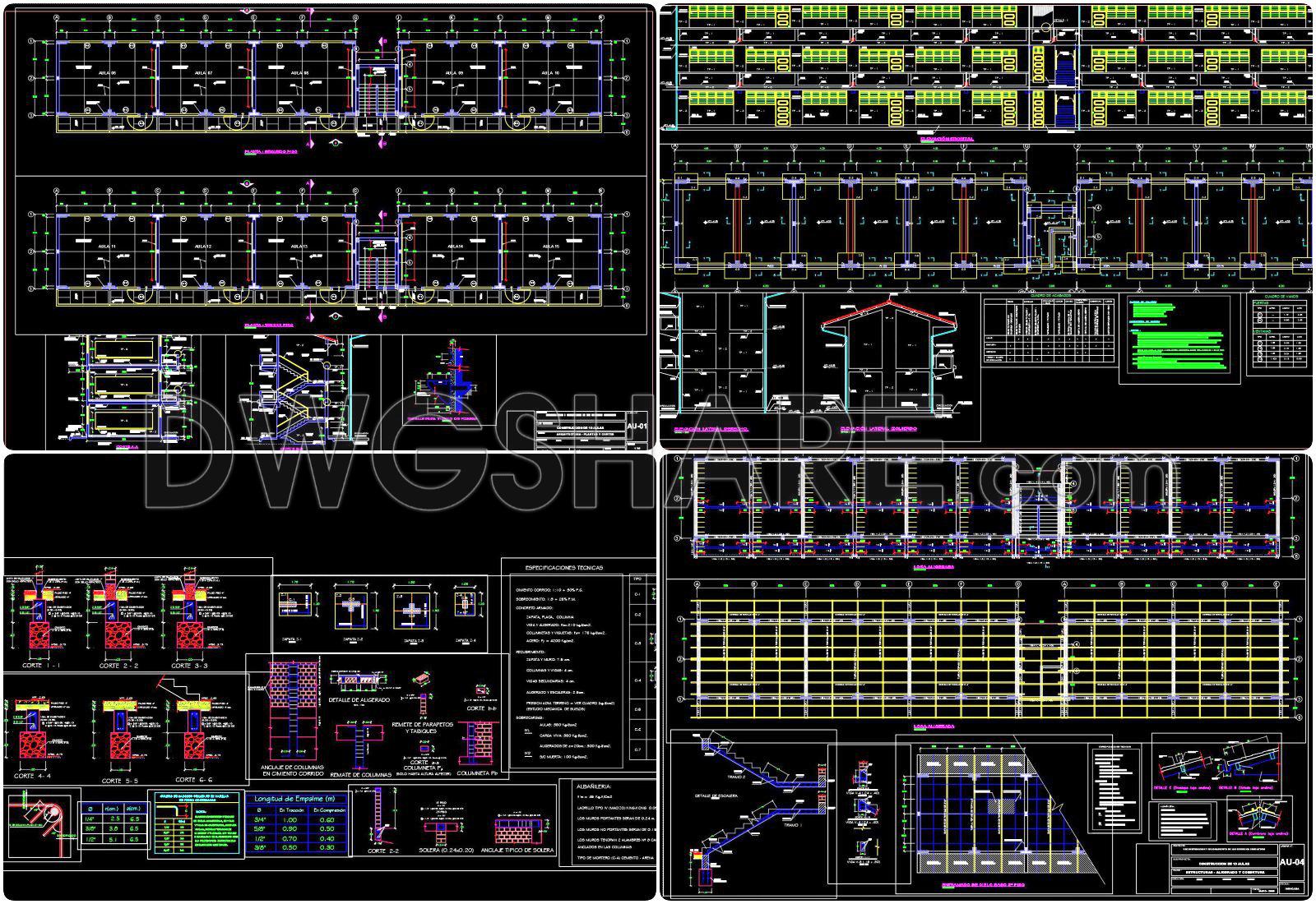 39. Free Download CAD Drawings of a 3-Storey Classroom Building Design Project (1)