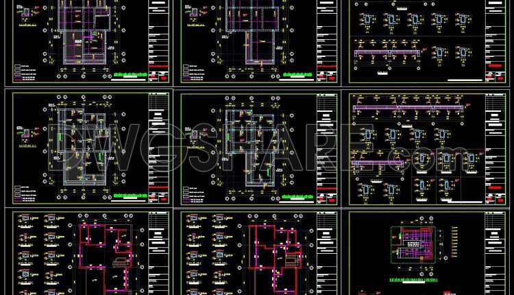 390. Free Download of Structural CAD Drawings for 9.5m x 12.5m Reinforced Concrete Townhouse (5)