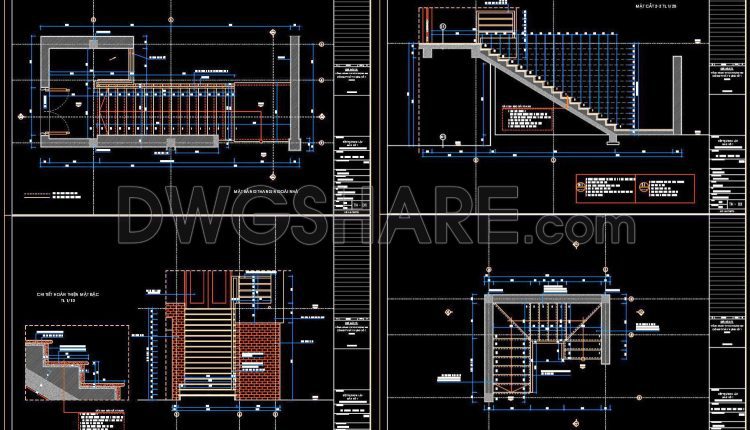 397. Free Download detailed CAD drawings of townhouse stairs (3)