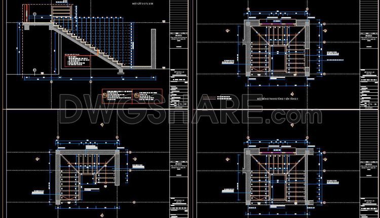 397. Free Download detailed CAD drawings of townhouse stairs (2)