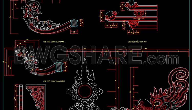 40. Traditional Temple Gate CAD Drawing with Decorative Details – Free Download (1)