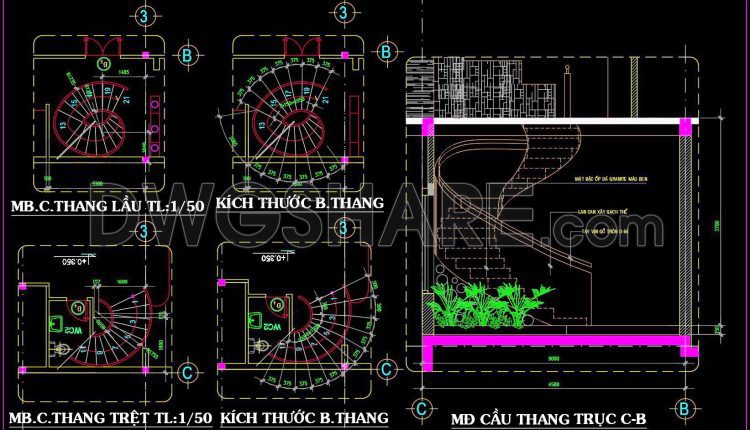 400. Free Download detailed CAD drawings of townhouse stairs (1)