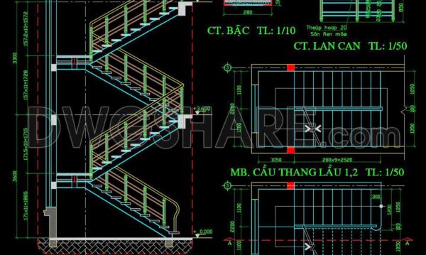 6 months ago
                

                
             576401. Free Download CAD DWG – Detailed Stairs for Townhouse Design