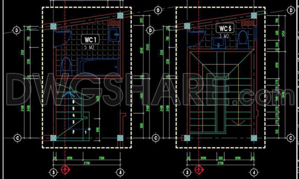 404. Free Download detailed CAD drawings of townhouse stairs