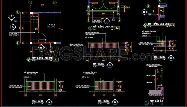 449. Free Download Detailed Cad Drawings Of Townhouse Balcony Railings (2)