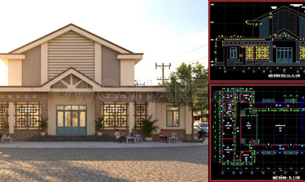 47. Free Download Community Cultural House CAD Drawings – Floor Plan, Elevation