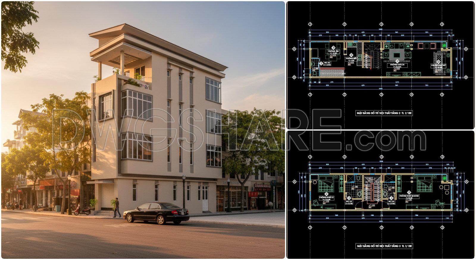 5 months ago 488476. Download CAD Design Drawings for a 3-Story House with Dimensions 4.3m x 16.4m