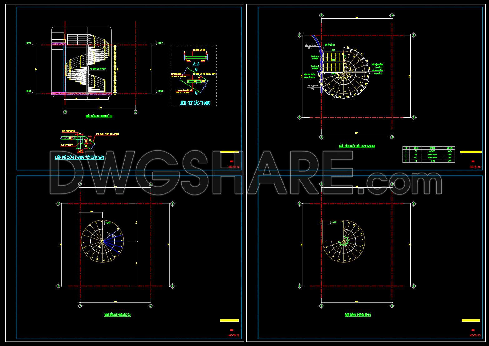 479. Free CAD Spiral Staircase Drawings with Detailed Components (1)
