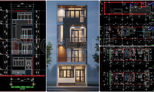 482. Free CAD Drawings of a 4-Storey House (5×15m) with 4 Bedrooms