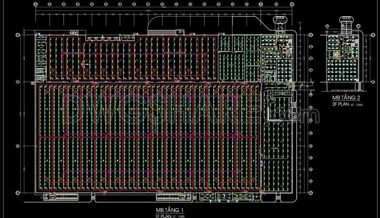 505. Free Download Factory Lighting Layout CAD Drawing – Floor Plan Illumination System (1)