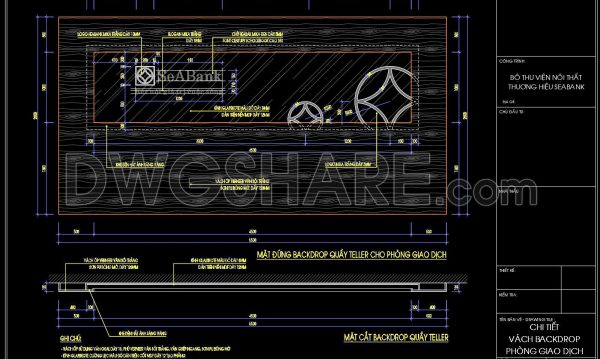 6 months ago
                

                
             226589. Free CAD Drawing of Bank Teller Backdrop Wall – Elevation & Section Details