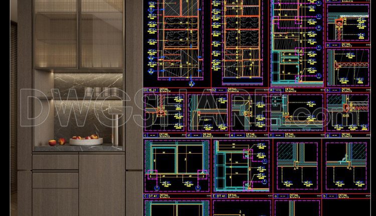 590. Free Download Bedroom Minibar And Wine Cabinet Cad Drawings