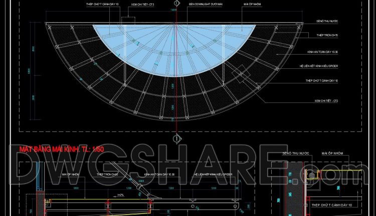 591. Download High-detail Cad Drawings Of Glass Canopy With Spider Structure