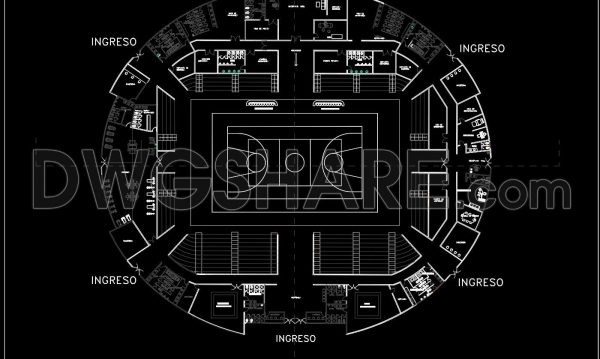 66. Basketball Court Arena CAD File – Complete Architectural Layout DWG