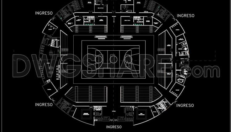 66. Basketball Court Arena Cad File – Complete Architectural Layout Dwg (1)