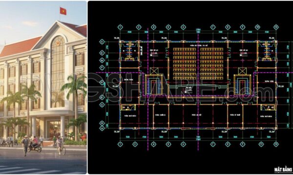 73. Free Download CAD Drawing of 4th Floor Plan with Large Auditorium