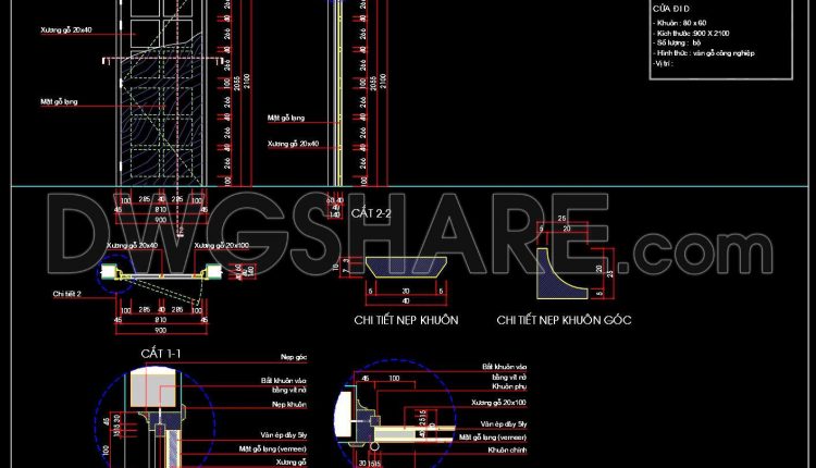 817. Detailed CAD Drawing of Engineered Wood Door (1)