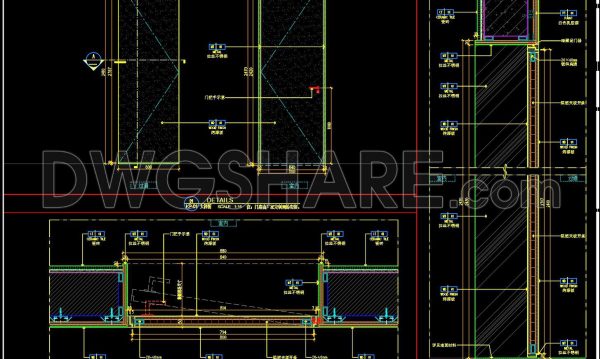 820. Free Download Detailed CAD Drawings of Modern Interior Glass Door with Metal Frame