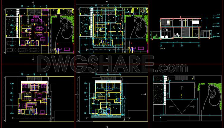 843. Download Cad Drawings Of A 6-bedroom Open-plan House With Garden And Swimming Pool (2)