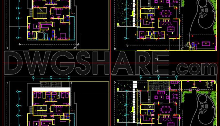 843. Download Cad Drawings Of A 6-bedroom Open-plan House With Garden And Swimming Pool (4)