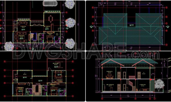 5 months ago 641845. Free Download 2-Storey Residential House CAD Drawings (10.8m x 16.7m)