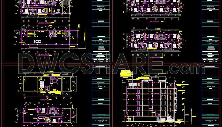 846. Download Cad Drawings Of A 5-storey Hotel And Residential Building Design (8m × 27m) (3)