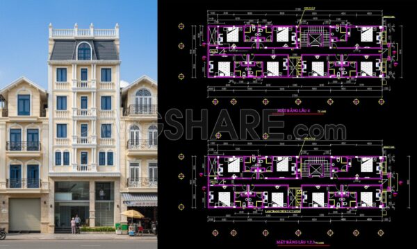 846. Free CAD Drawings Download for a 5-Storey Mixed-Use Hotel and Residential Building