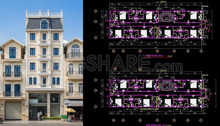 846. Free Cad Drawings Download For A 5-storey Mixed-use Hotel And Residential Building 2