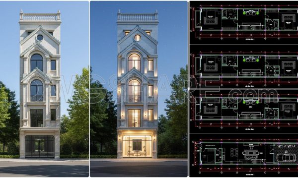5 months ago
                

                
             563860. Full CAD Drawing of 5-Storey Townhouse – Detailed Floor Plans & Facade