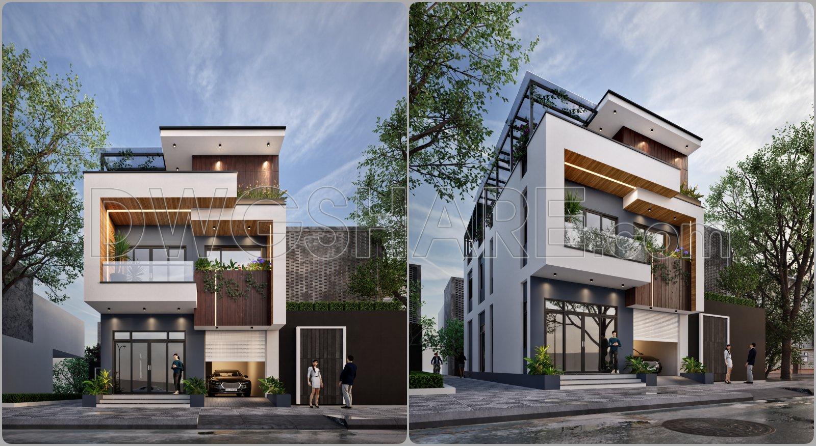 869. Download Full Construction Design Cad Drawings For A 3-storey House (7.5m X 16m) (1)