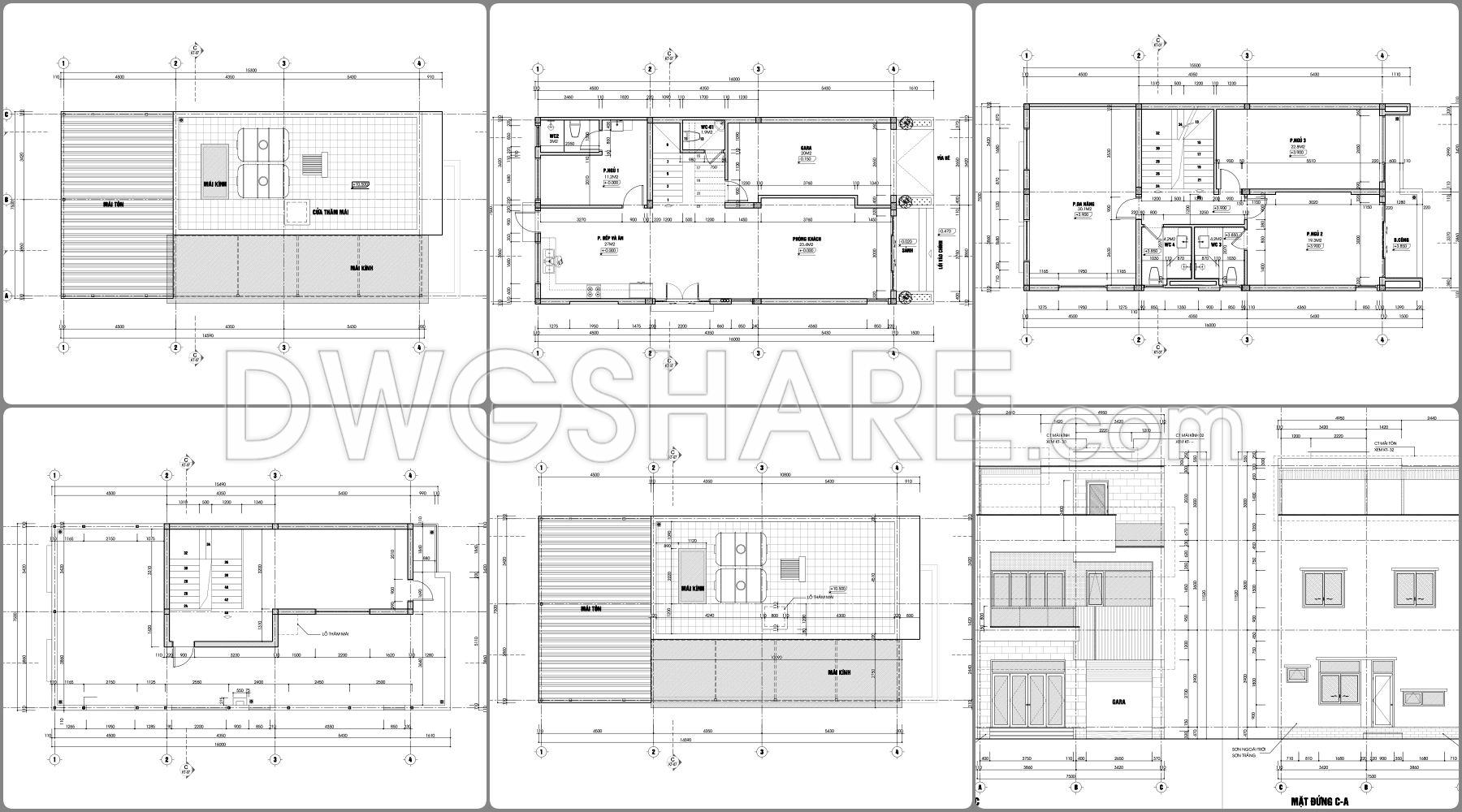869. Download Full Construction Design Cad Drawings For A 3-storey House (7.5m X 16m) (3)