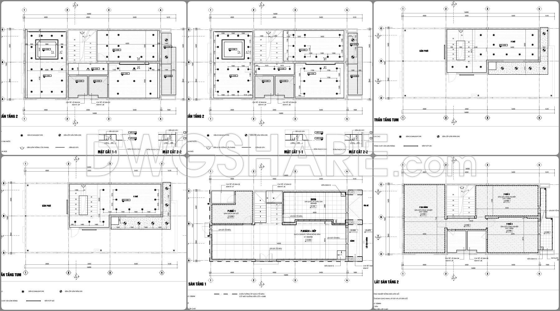 869. Download Full Construction Design Cad Drawings For A 3-storey House (7.5m X 16m) (6)