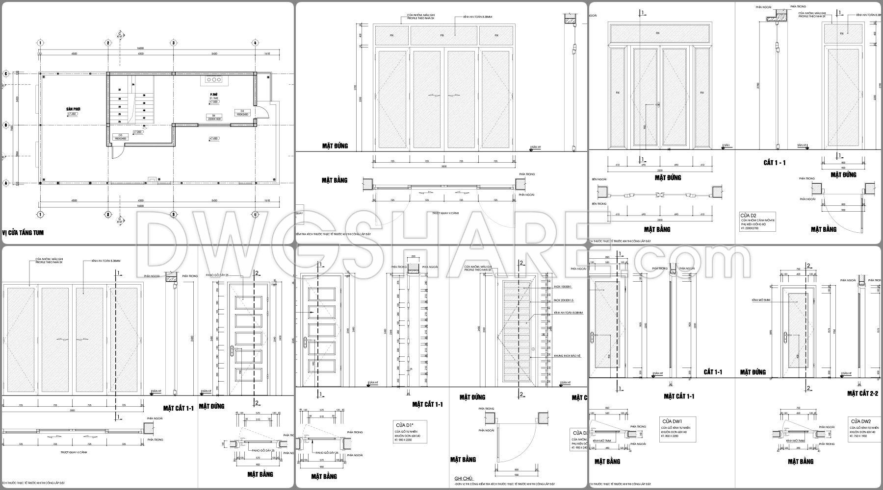 869. Download Full Construction Design Cad Drawings For A 3-storey House (7.5m X 16m) (9)