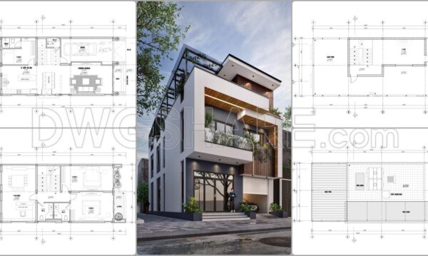5 months ago
                

                
             1,149869. Free Download 3-Storey House CAD Drawings – Floor Plans, Roof Plan & Layout Design