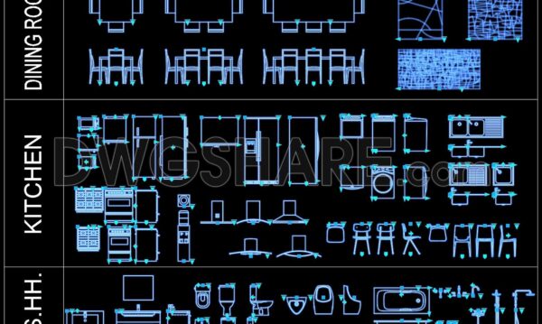 94. Download Dynamic CAD Blocks for Dining Room, Kitchen & Sanitary Furniture