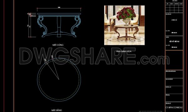 5 months ago
                

                
             21697. Free CAD Console Table Detail Drawings for Living Room Use