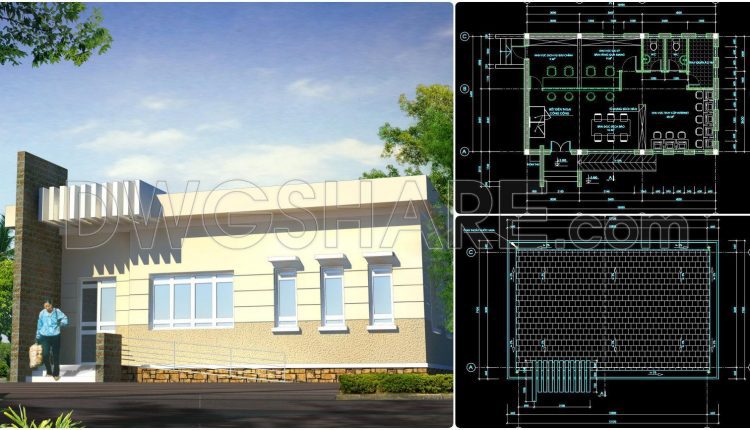 06. Cad Drawings For The Design Of A Commune Central Post Office With A Floor Area Of 8.7 M × 12.7 M (1)