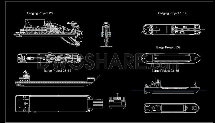 125. Free Download Dredging Barge AutoCAD DWG Drawings (1)
