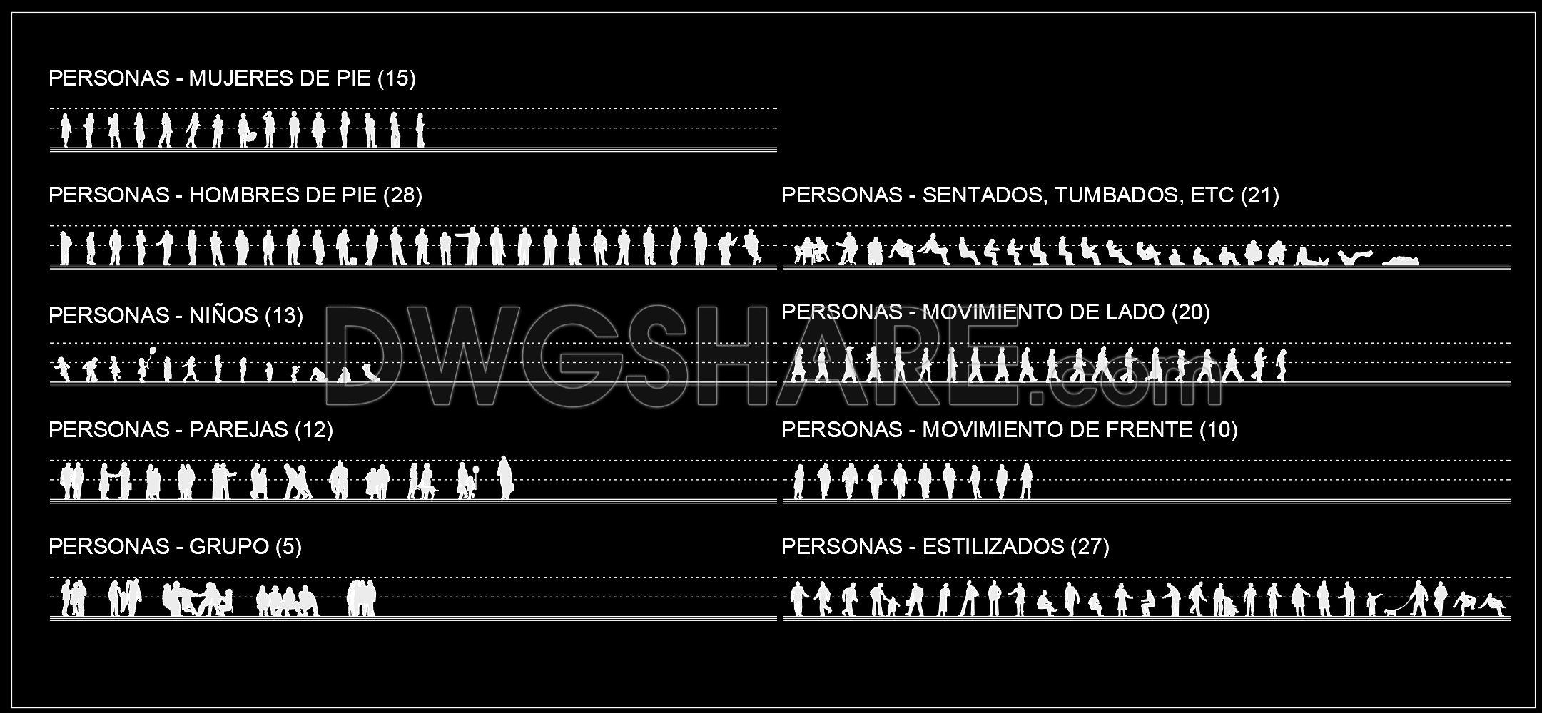 135. Download People CAD Blocks – Multi Pose, Movement & Crowd DWG Pack (1)