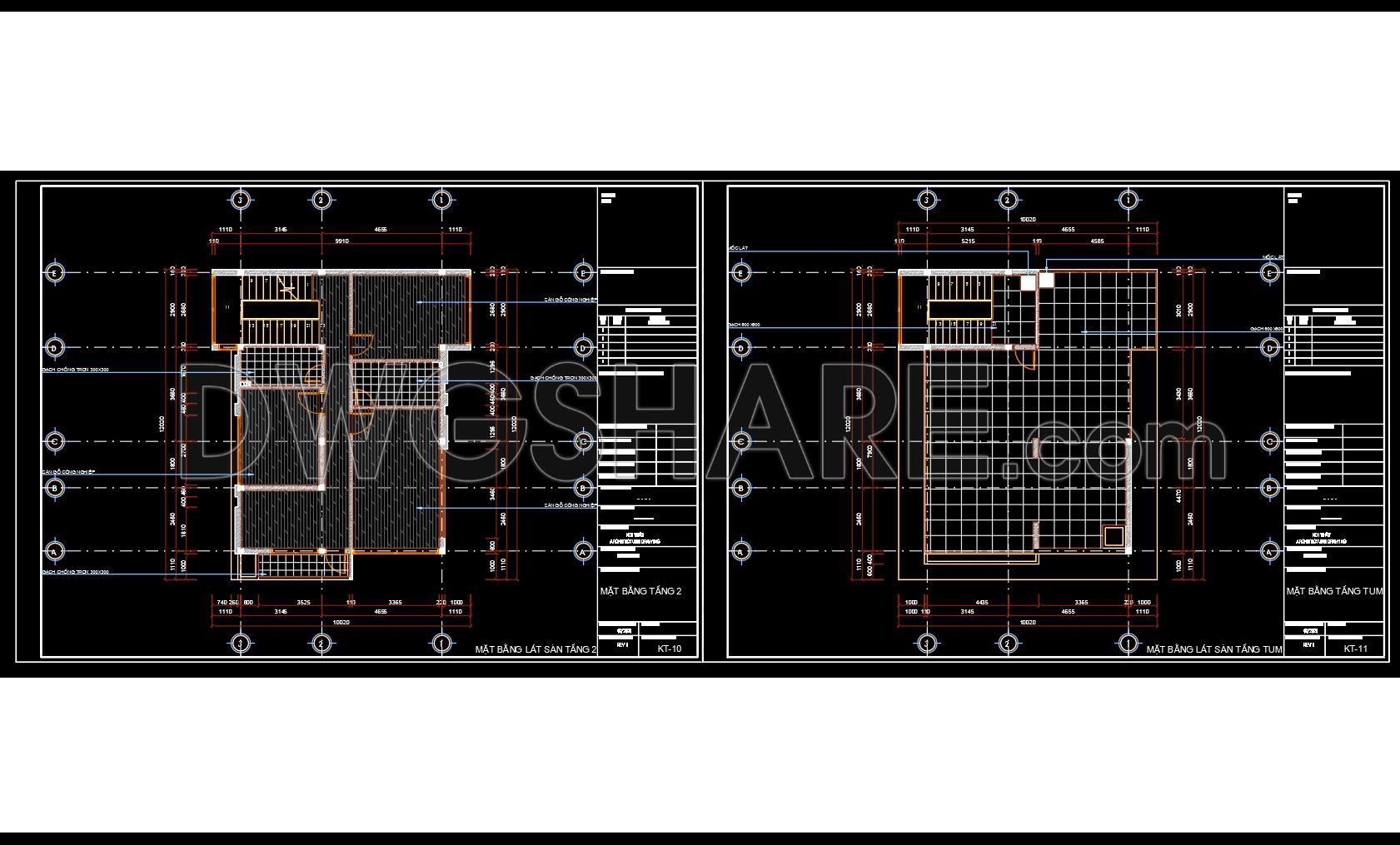 138. Free Floor Tiling CAD Drawings – Level 2 & Roof Layout (DWG Download) (1)